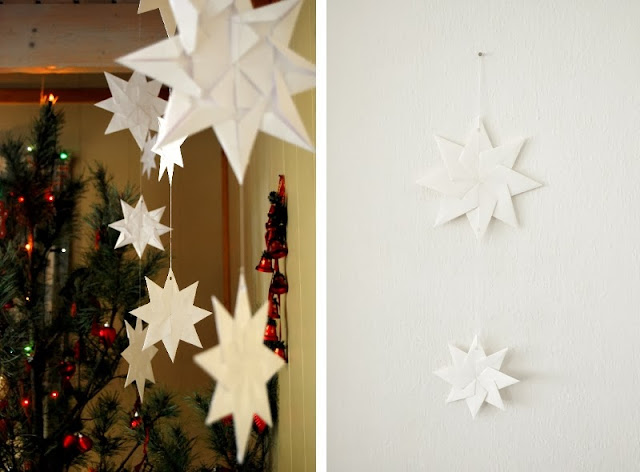 How to make beautiful white paper stars and hang them around your house